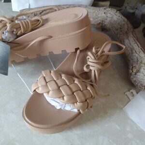 Forever 21 Liliana Strappy Lace Wrap Sandals 7.5